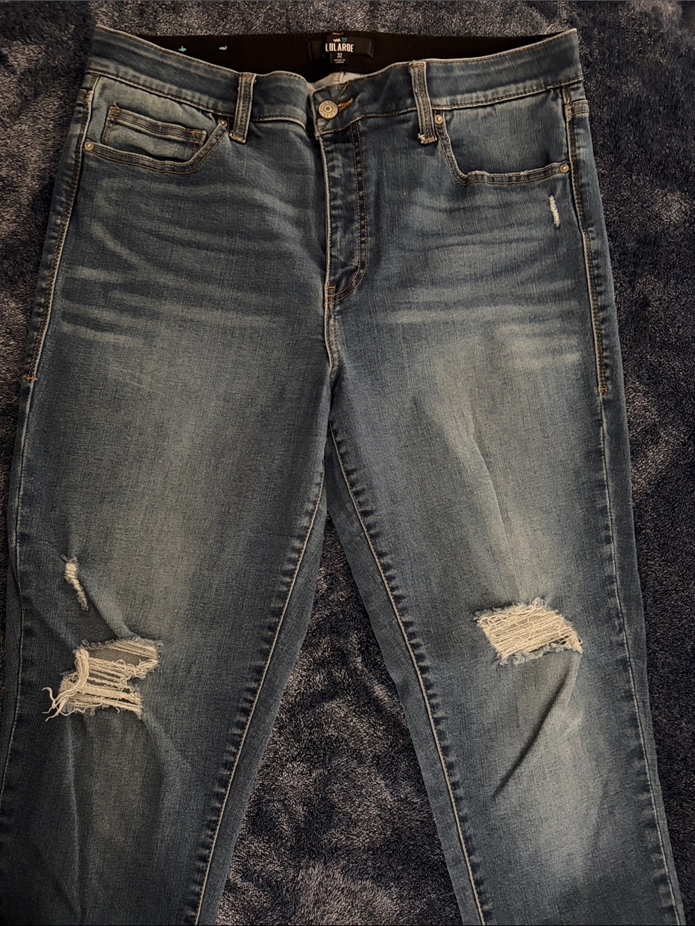 LuLaRoe Women's Distressed Light Blue Skinny Jeans